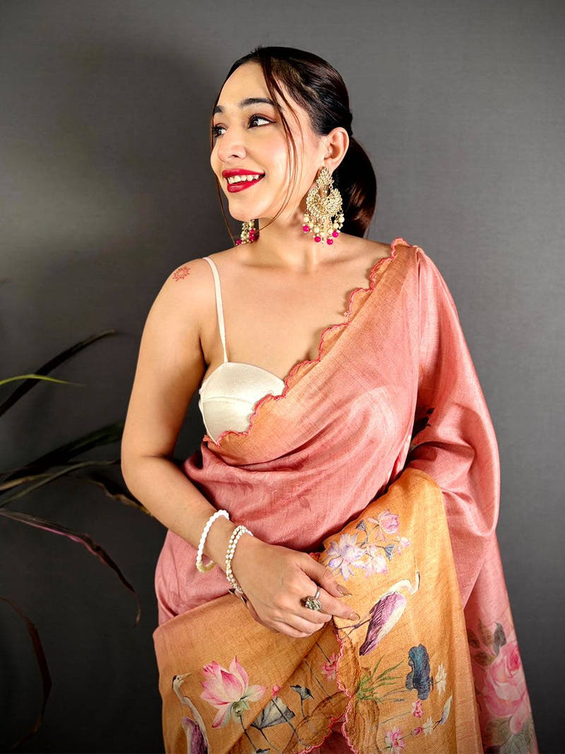 Classic Tussar Resham Embroidered Saree