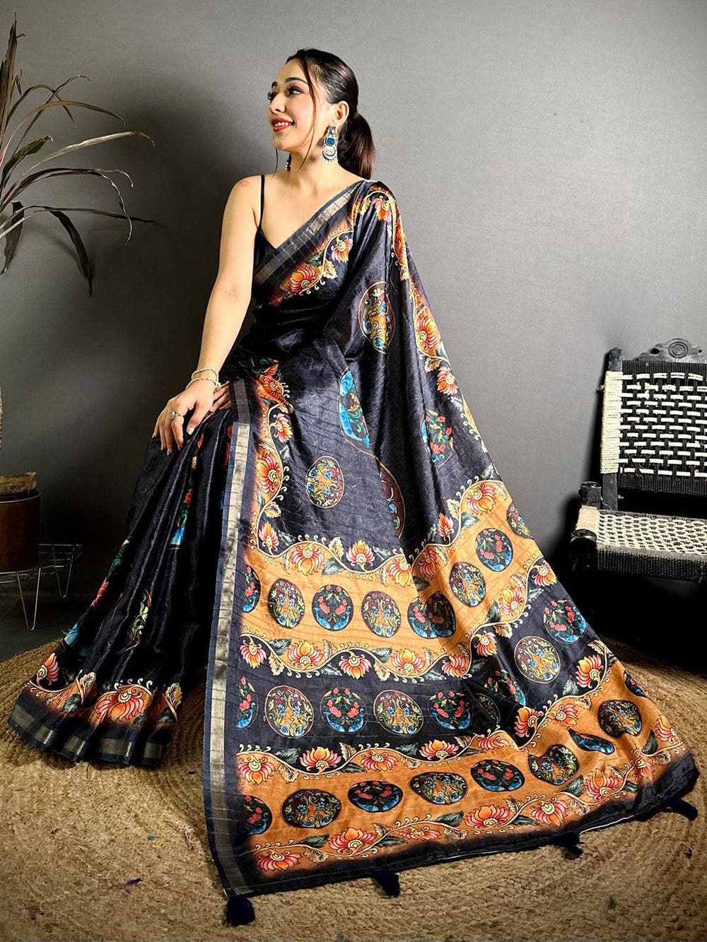 Radiant Ghicha Silk Printed Tussar Saree
