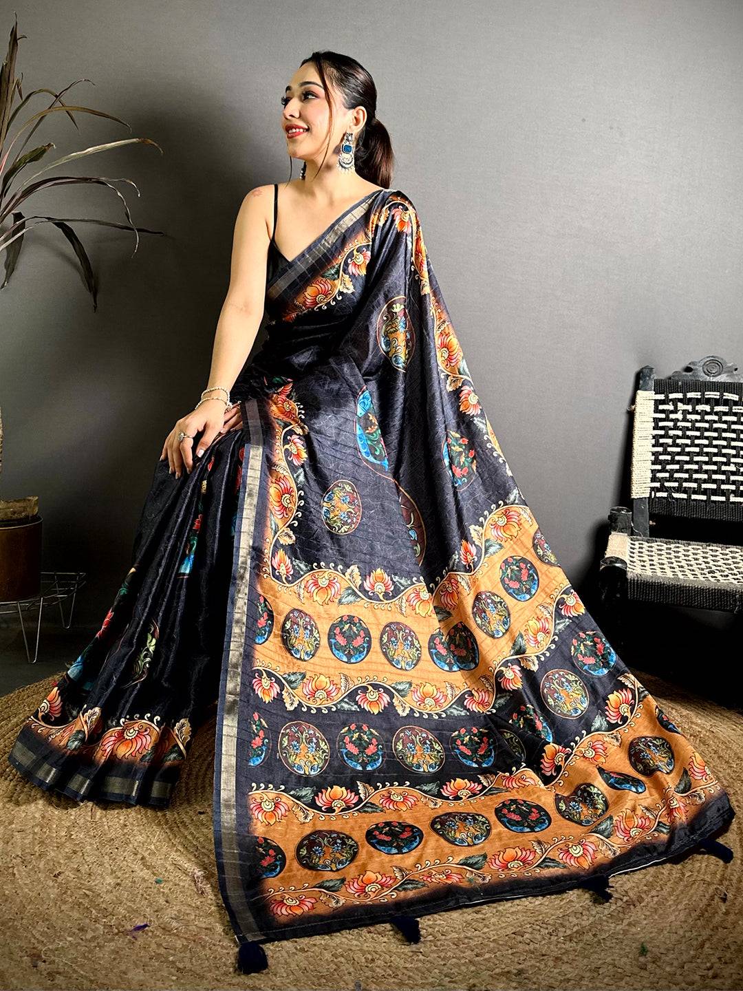 Radiant Ghicha Silk Printed Tussar Saree