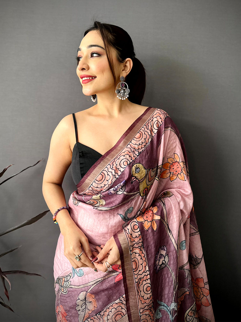 Royal Tussar Kalamkari Art Saree