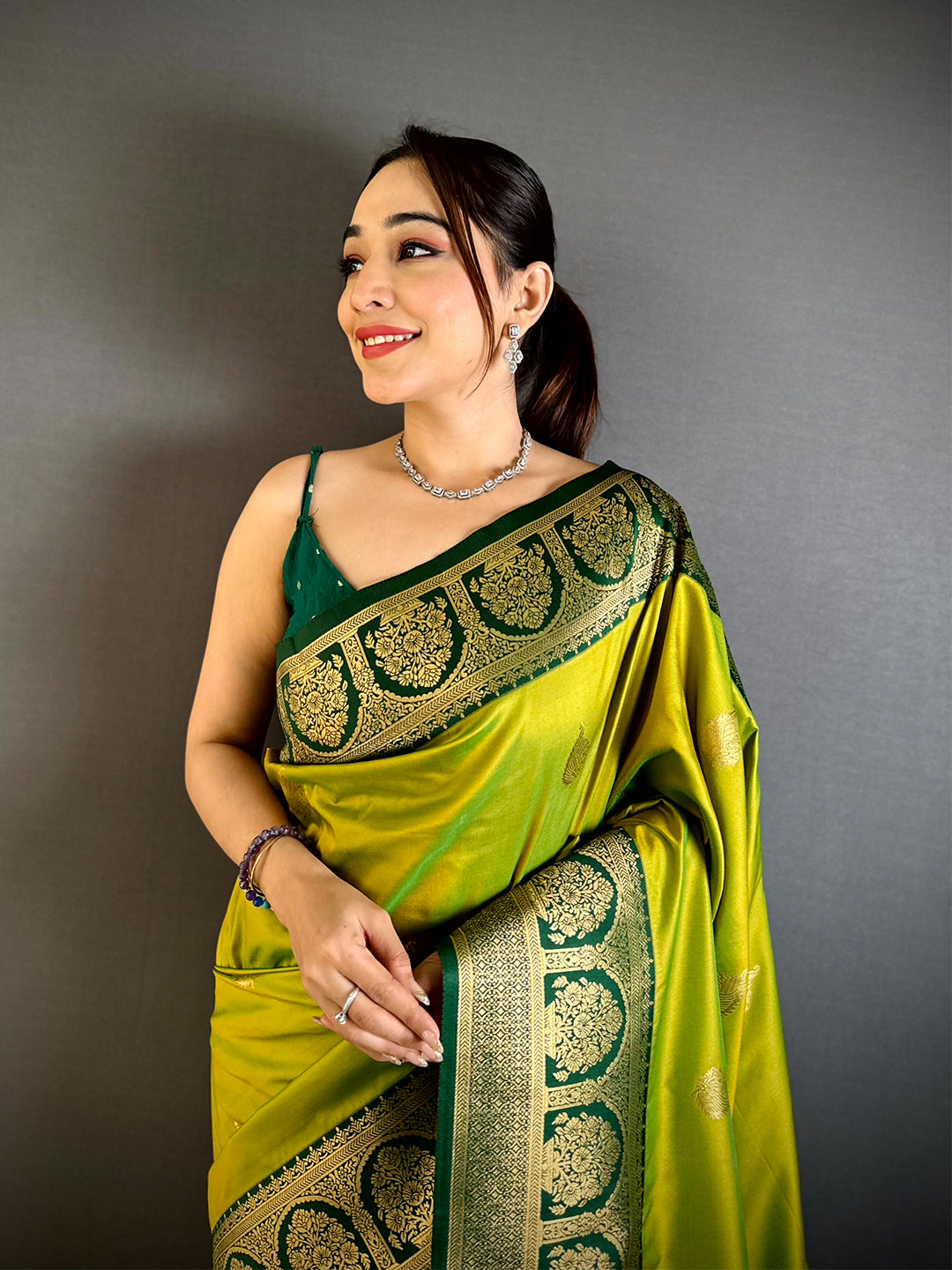 Graceful Soft Silk Swan Motif Saree