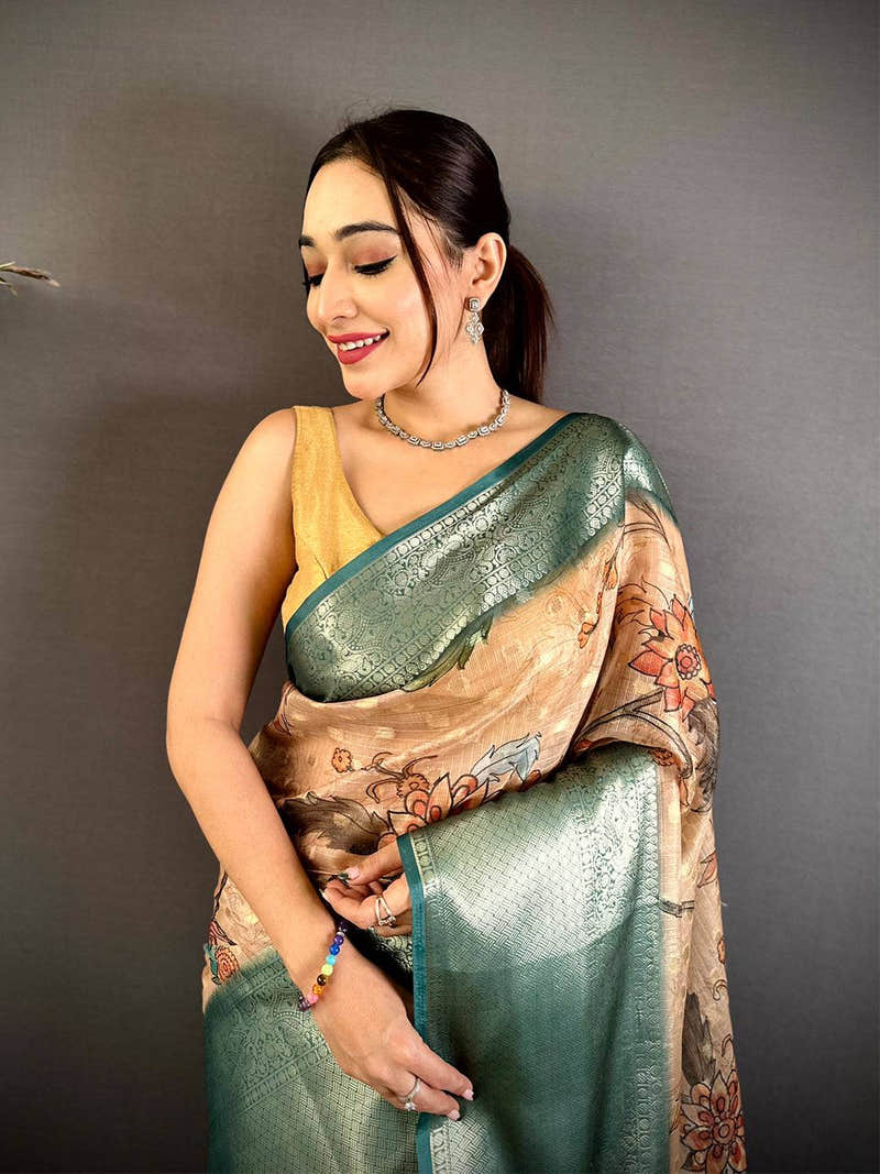 Graceful Kota Doriya Kalamkari Printed Saree