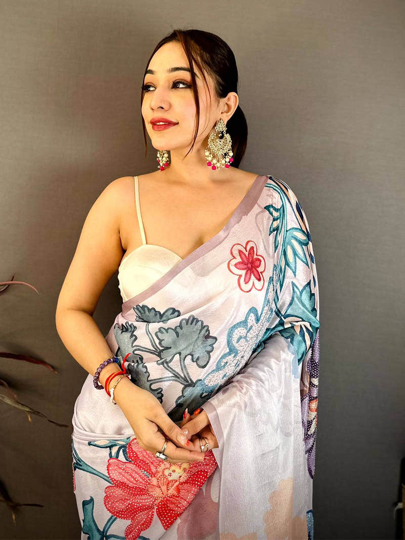 Regal Chinnon Chiffon Floral Print Saree