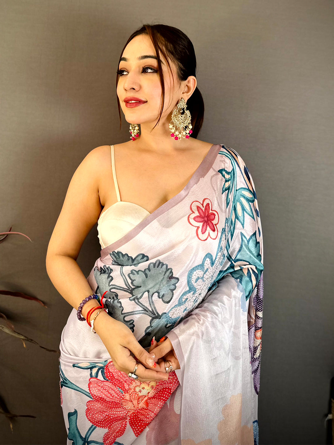 Regal Chinnon Chiffon Floral Swarovski Saree