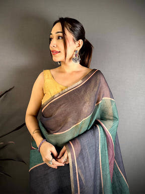 
Heritage Stripe Linen Tissue Saree


