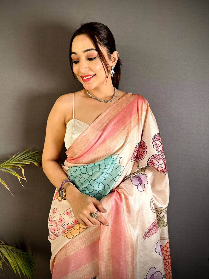 Opulent Tussar Silk Gadwal Border Saree