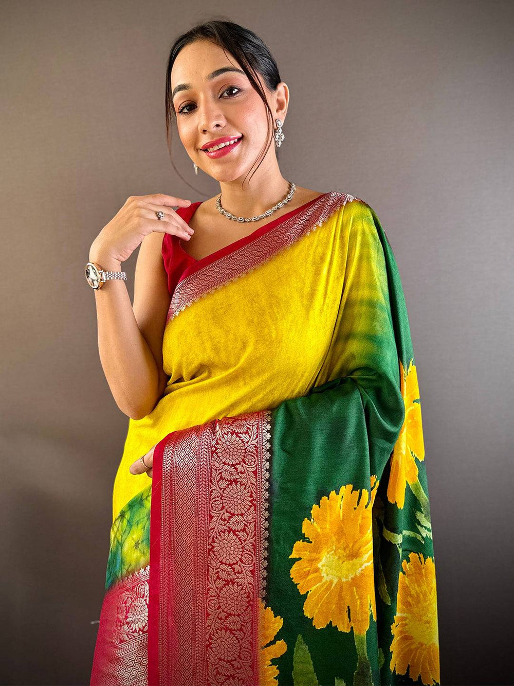 Majestic Zari Blossom Dola Silk Saree