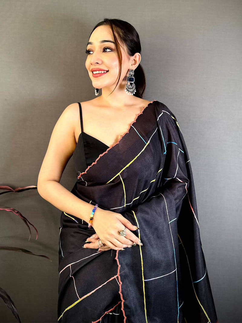 Royal Floral Embroidery Tussar Saree