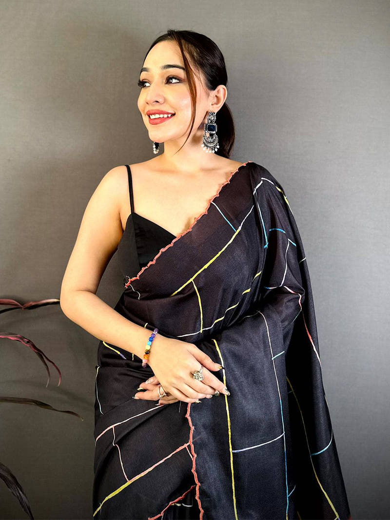 Royal Floral Embroidery Tussar Saree