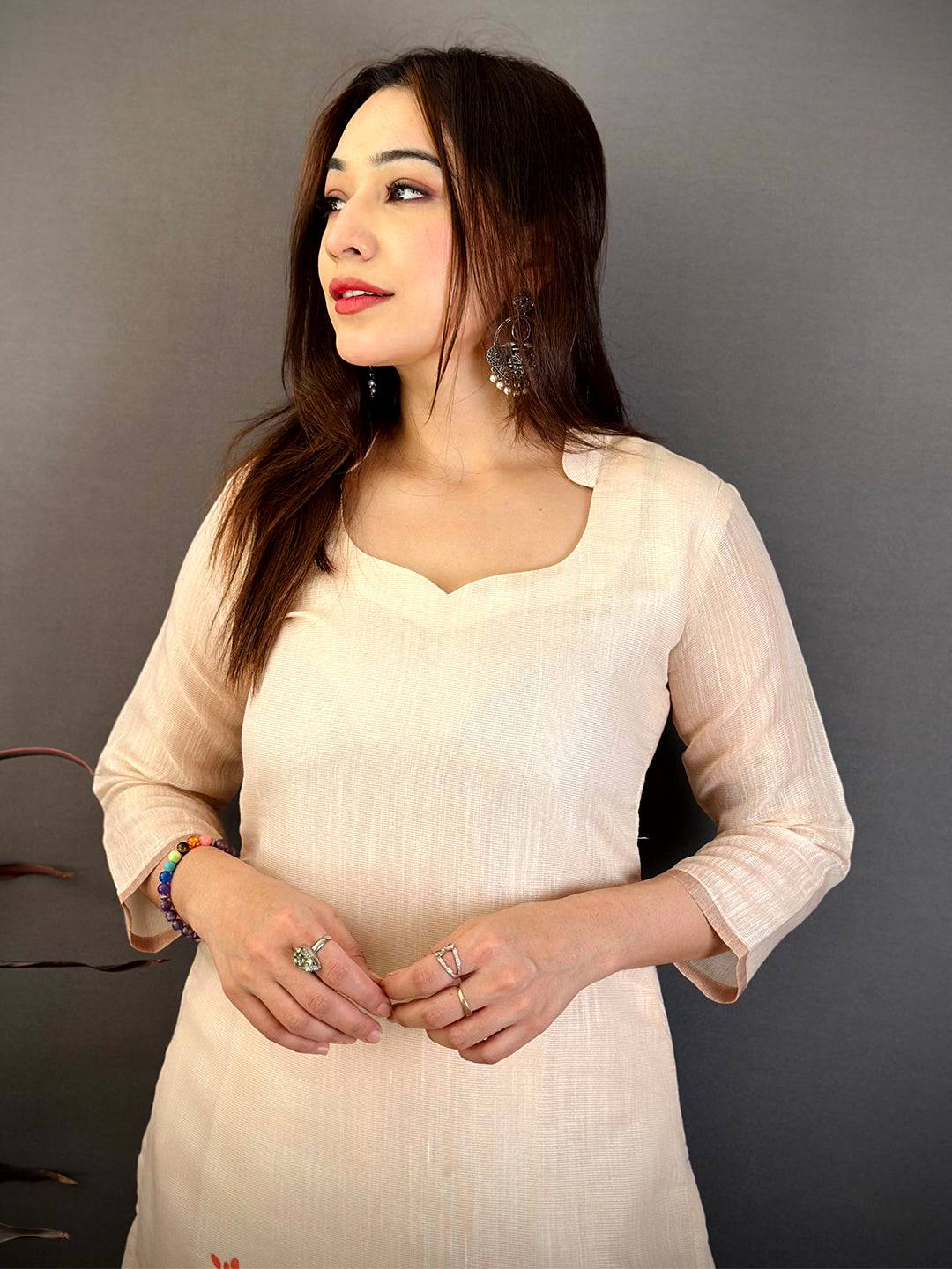 Stylish Cotton Zari Ari Work Kurti