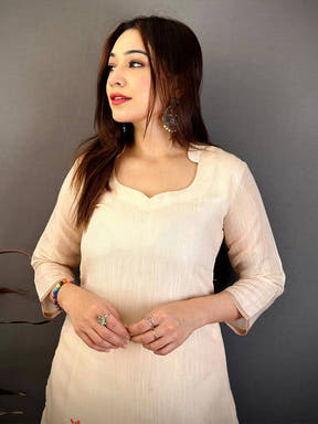 Stylish Cotton Zari Ari Work Kurti