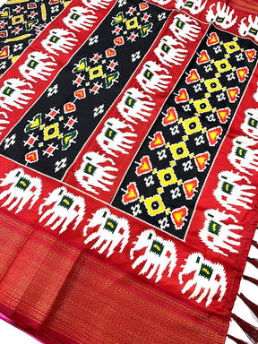 Black Chanderi Silk Patola Radiance Saree