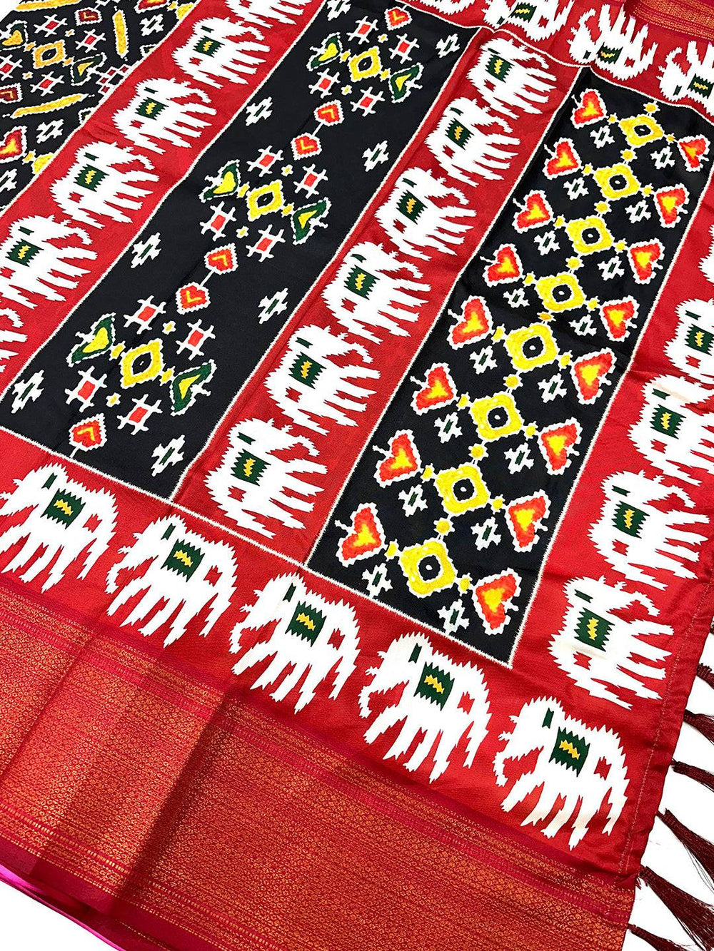 Black Chanderi Silk Patola Radiance Saree