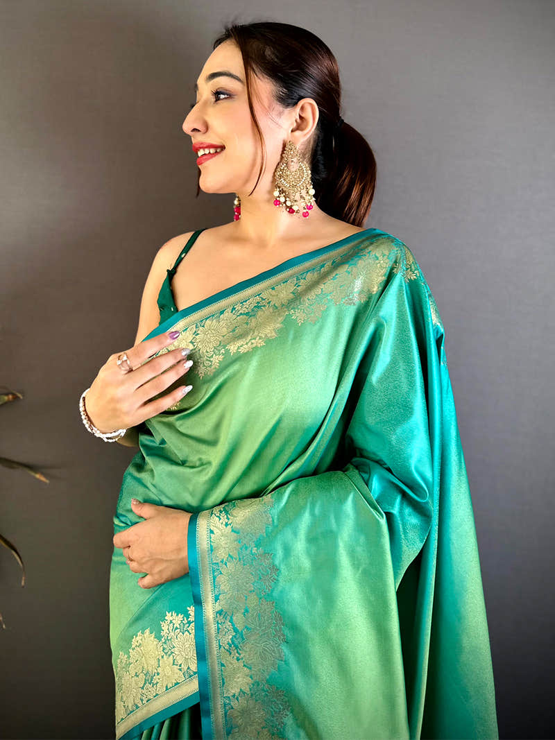 Exclusive Ombre Weaving Mashru Silk Saree