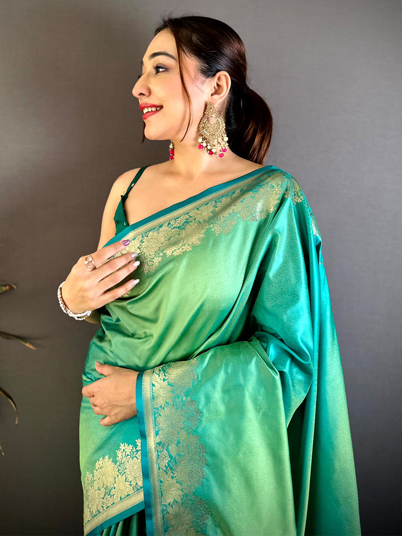 Exclusive Ombre Weaving Mashru Silk Saree