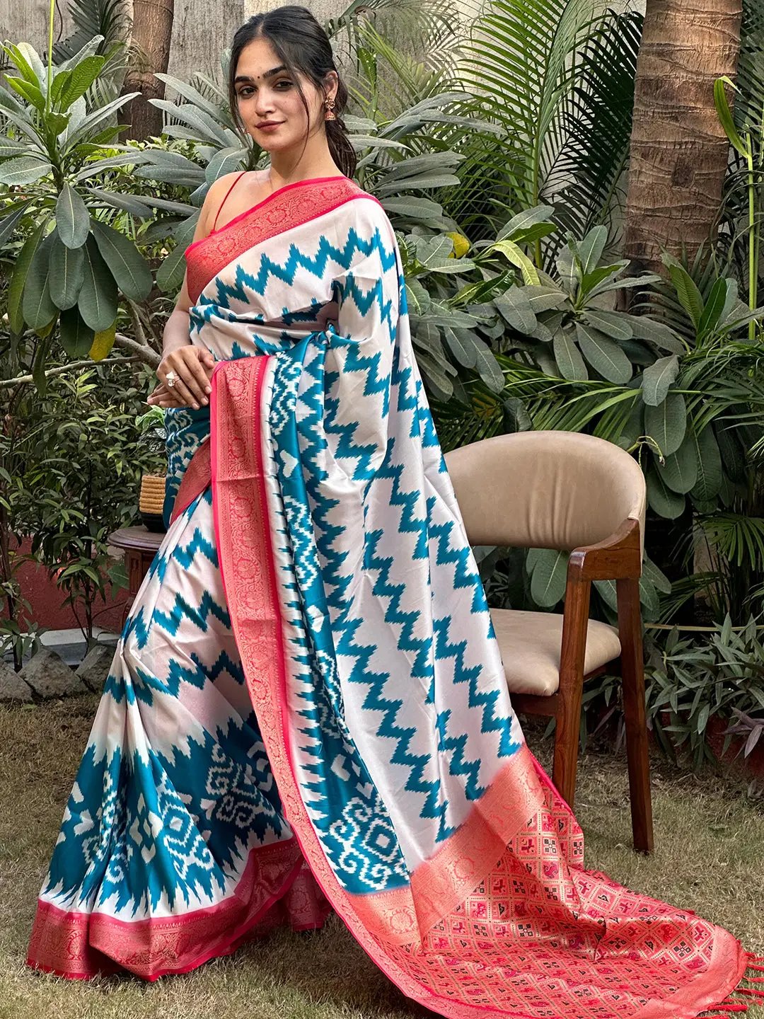 Exclusive Banarasi Soft Silk Saree with Zari Patola Pallu