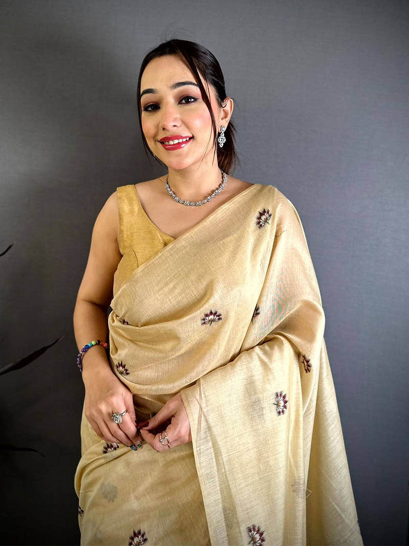 Minakari Weave Munga Cotton Saree