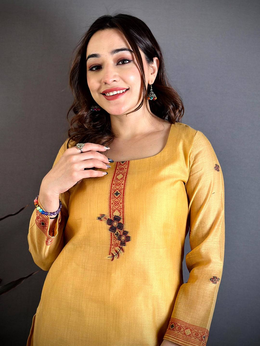 Classic Mustard Mul Cotton Floral Dress