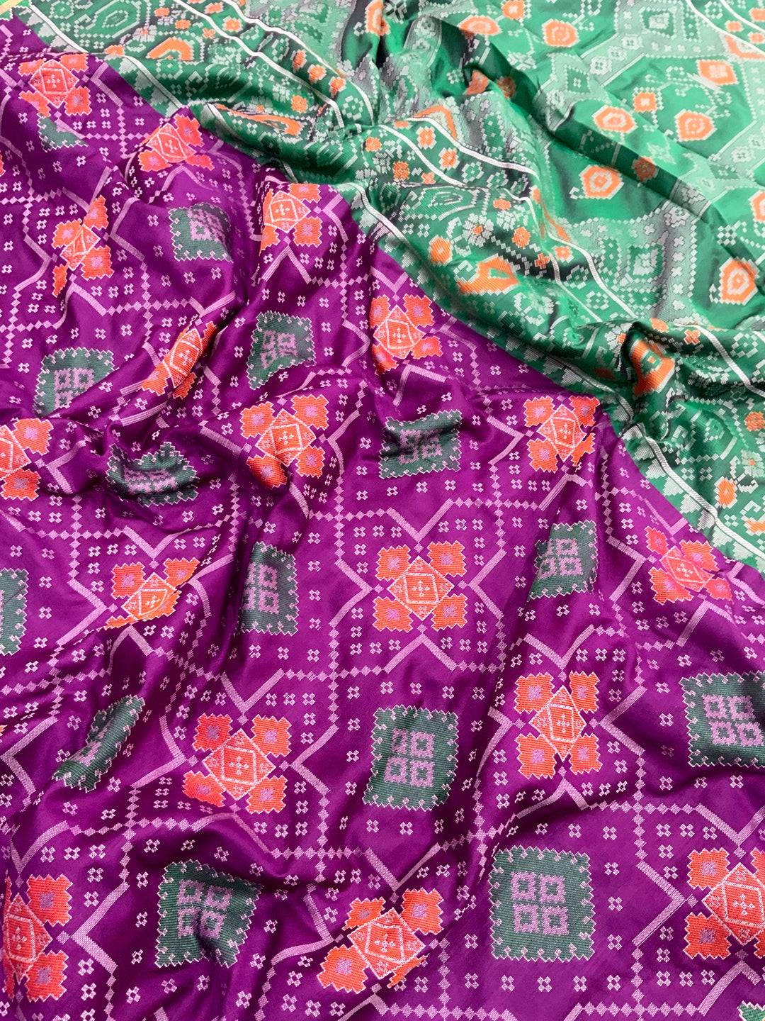 Wine Soft Silk Saree With Patola Weaving
