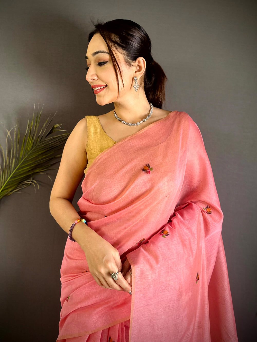 Pink Ghicha Minakari Weave Saree