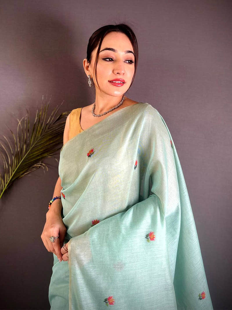 Sky Blue Ghicha Minakari Weave Saree