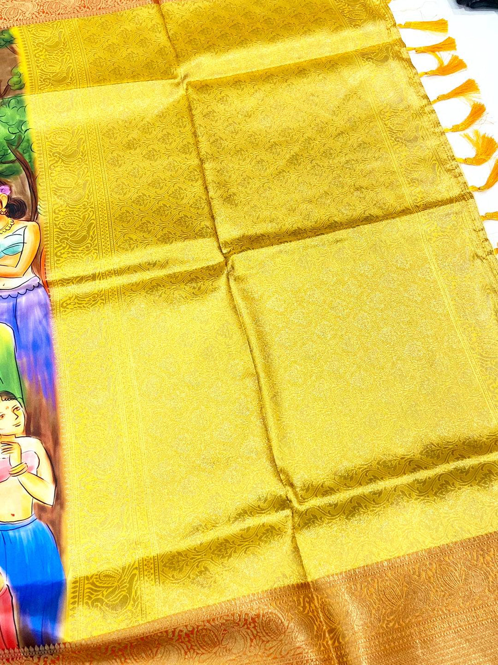 Enchanting Banarasi Silk Kalamkari Pattern Saree