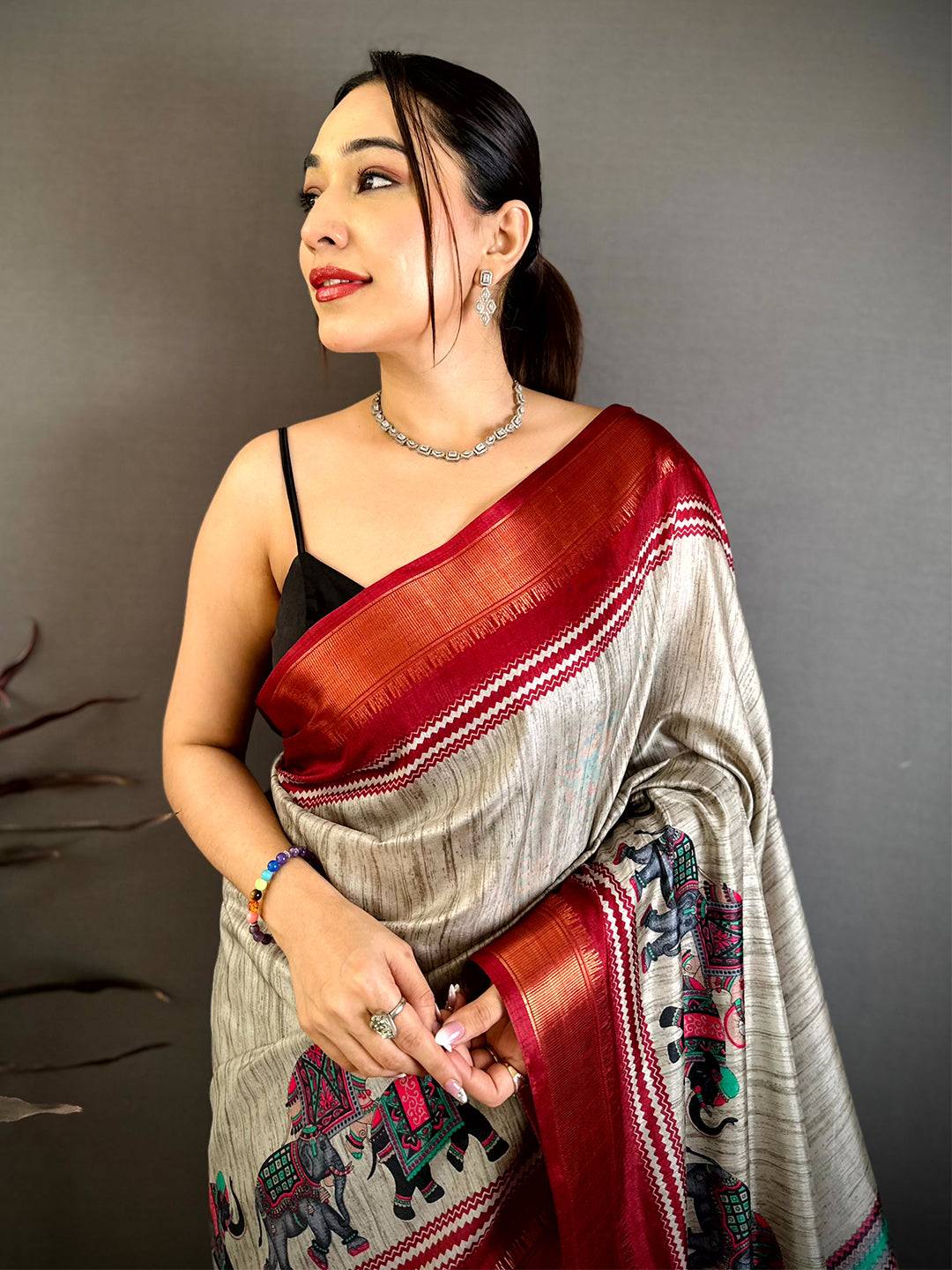Classic Block Print Dola Silk Saree