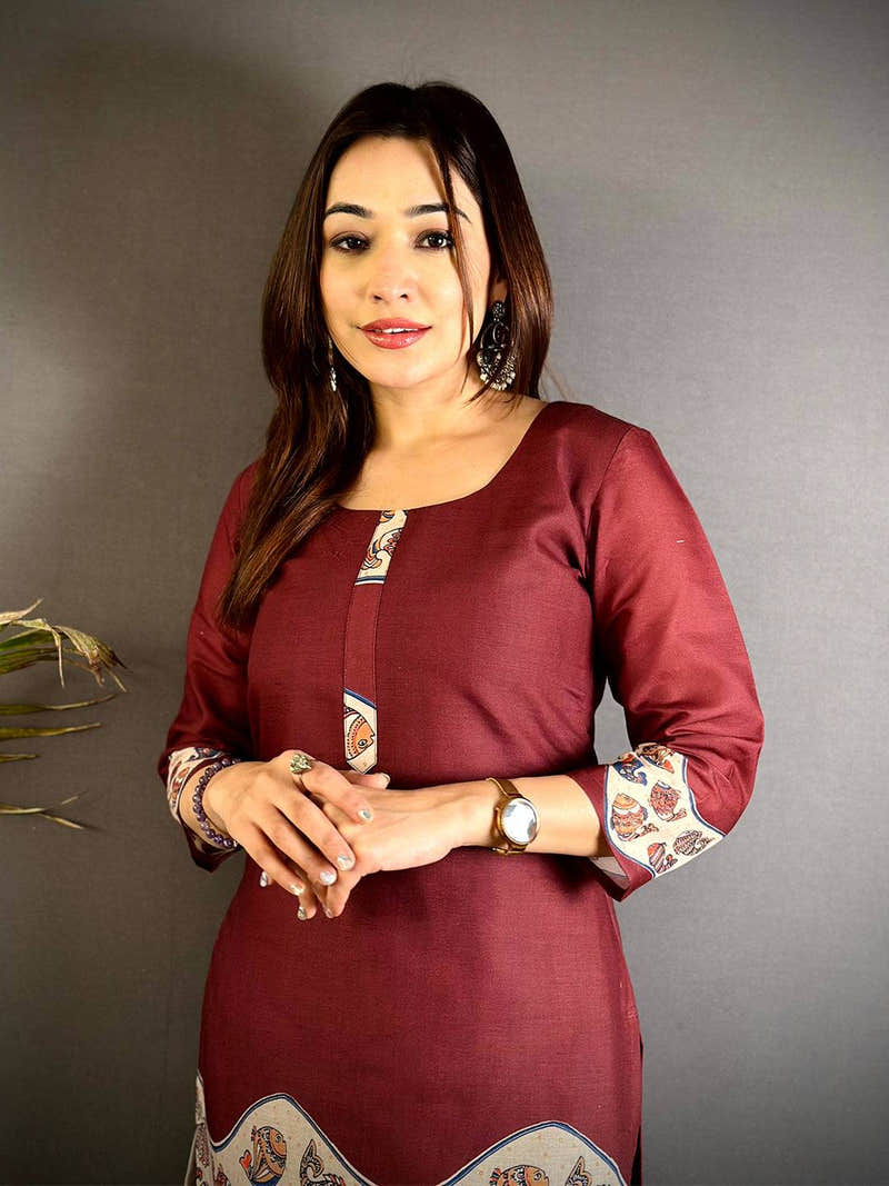 Kalamkari Art Square Neck Kurti