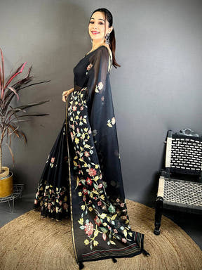Royal Kota Doriya Floral Kalamkari Saree