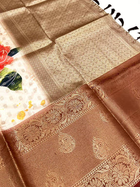 Radiant Floral Fantasy Banarasi Silk Saree