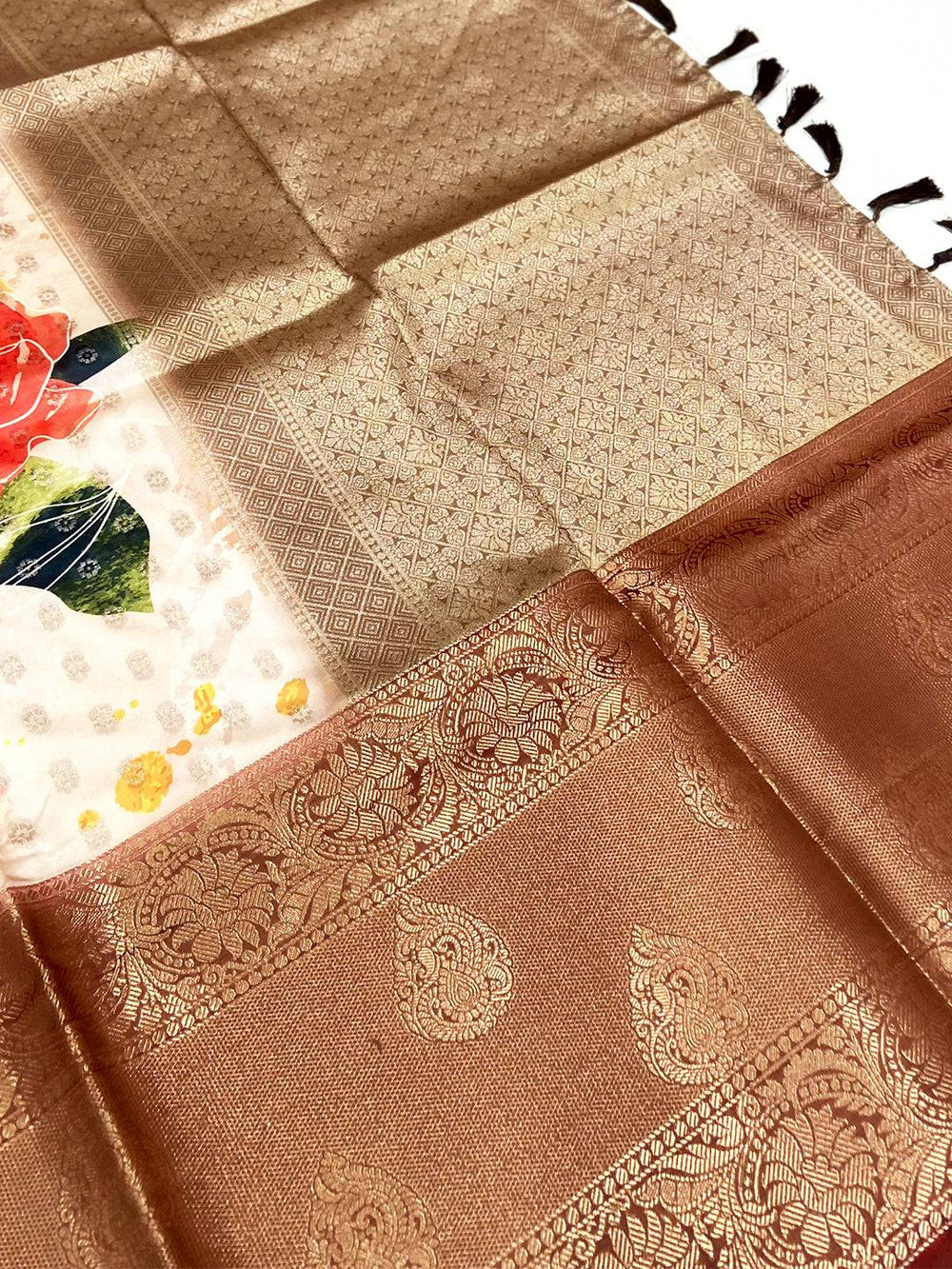 Radiant Floral Fantasy Banarasi Silk Saree