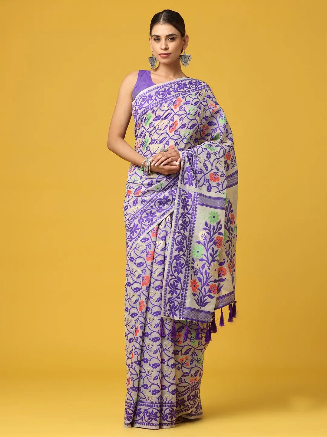  Dhakai Jamdani Cotton Silk Saree