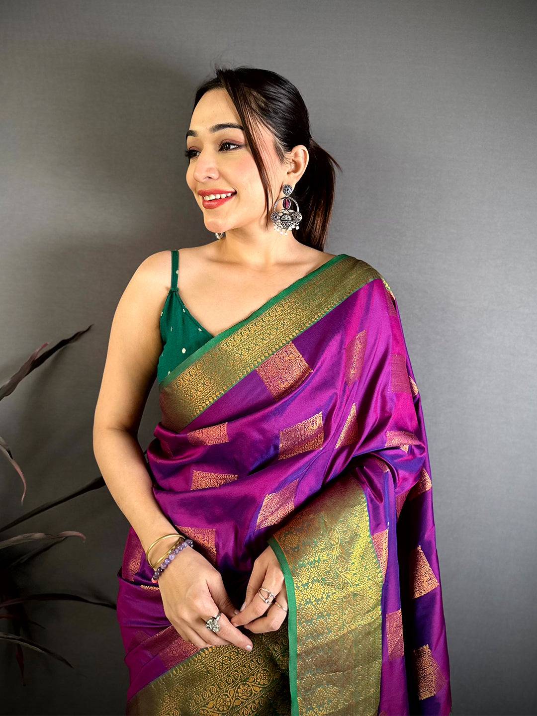 Opulent Copper Zari Banarasi Katan Silk Saree

