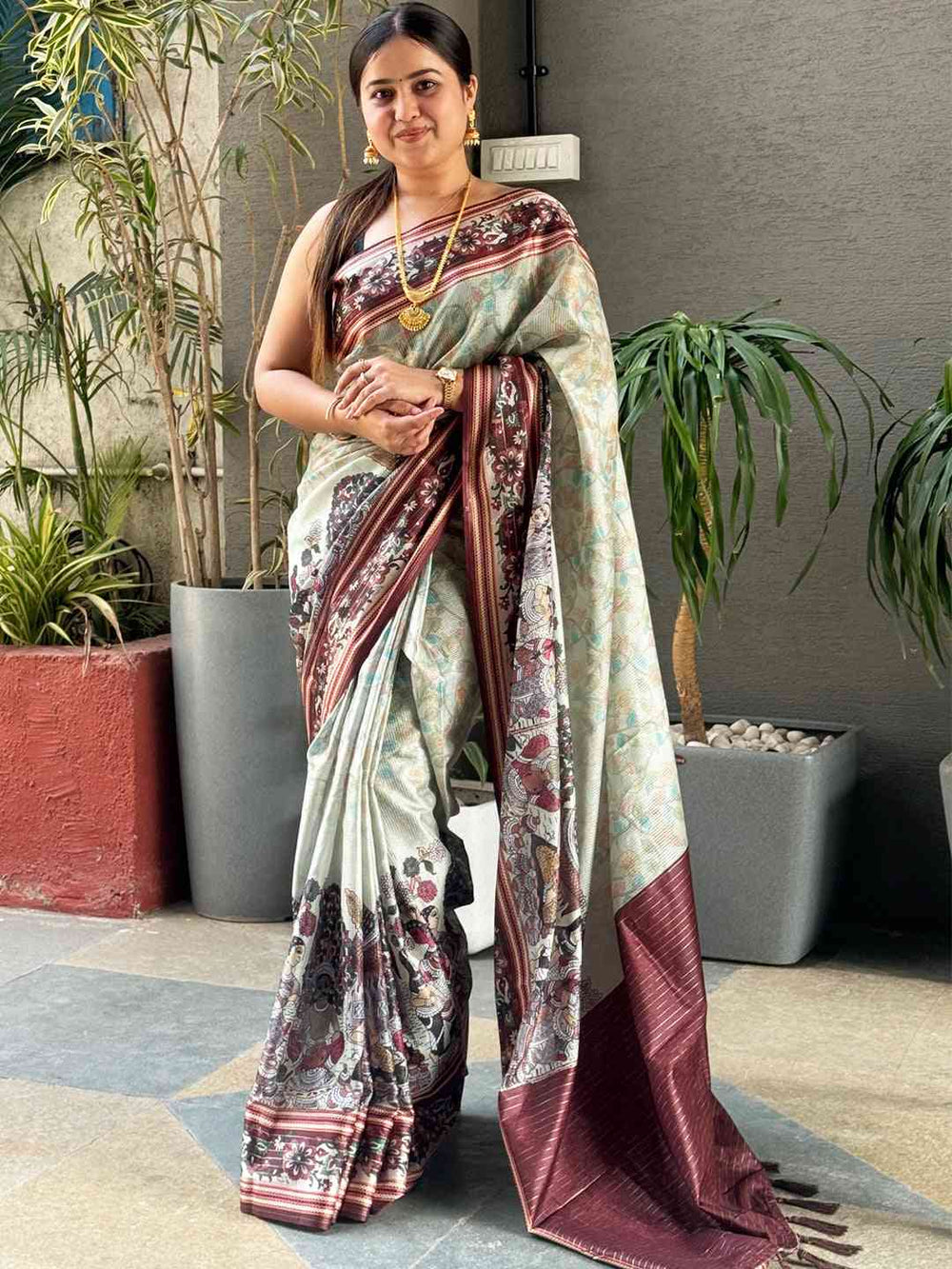Elegant Pista Colour Satin Kota Doria Saree with Zari Pallu
