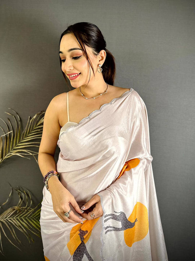 Soft Chiffon Animal Print Saree