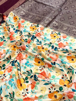 Radiant Beige Soft Silk Saree
