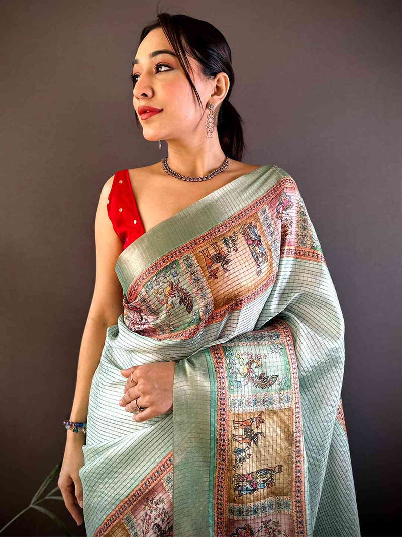Radiant Sky Blue Soft Silk Digital Print Saree
