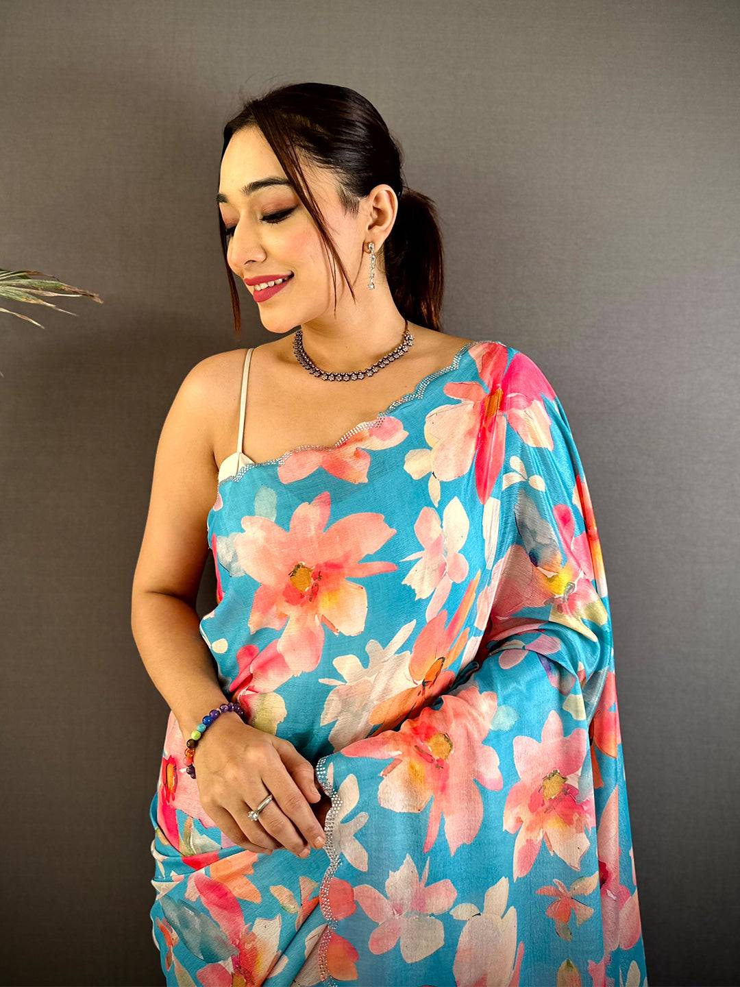 
Elegant Swarovski Chinnon Floral Saree