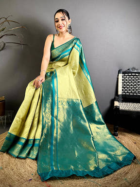 
Artisan Banarasi Katan Contrast Border Saree