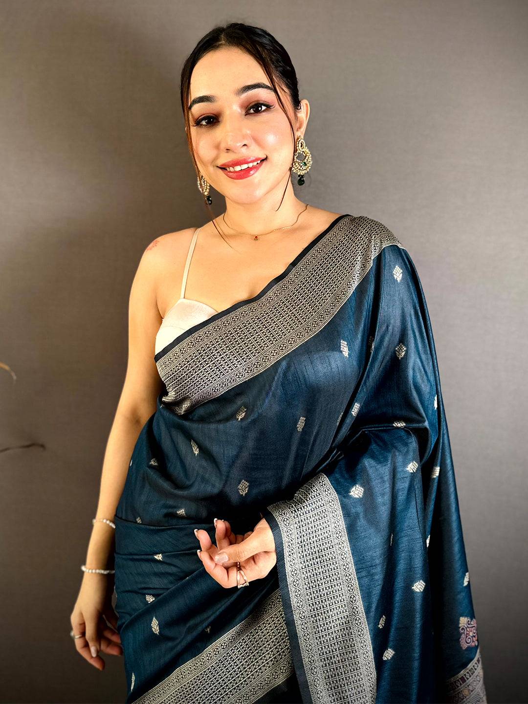 Celebrity Katan Silk Thread Work Saree