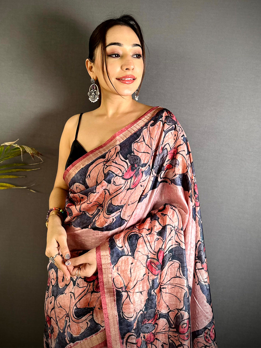 Majestic Ghicha Tussar Digital Art Saree