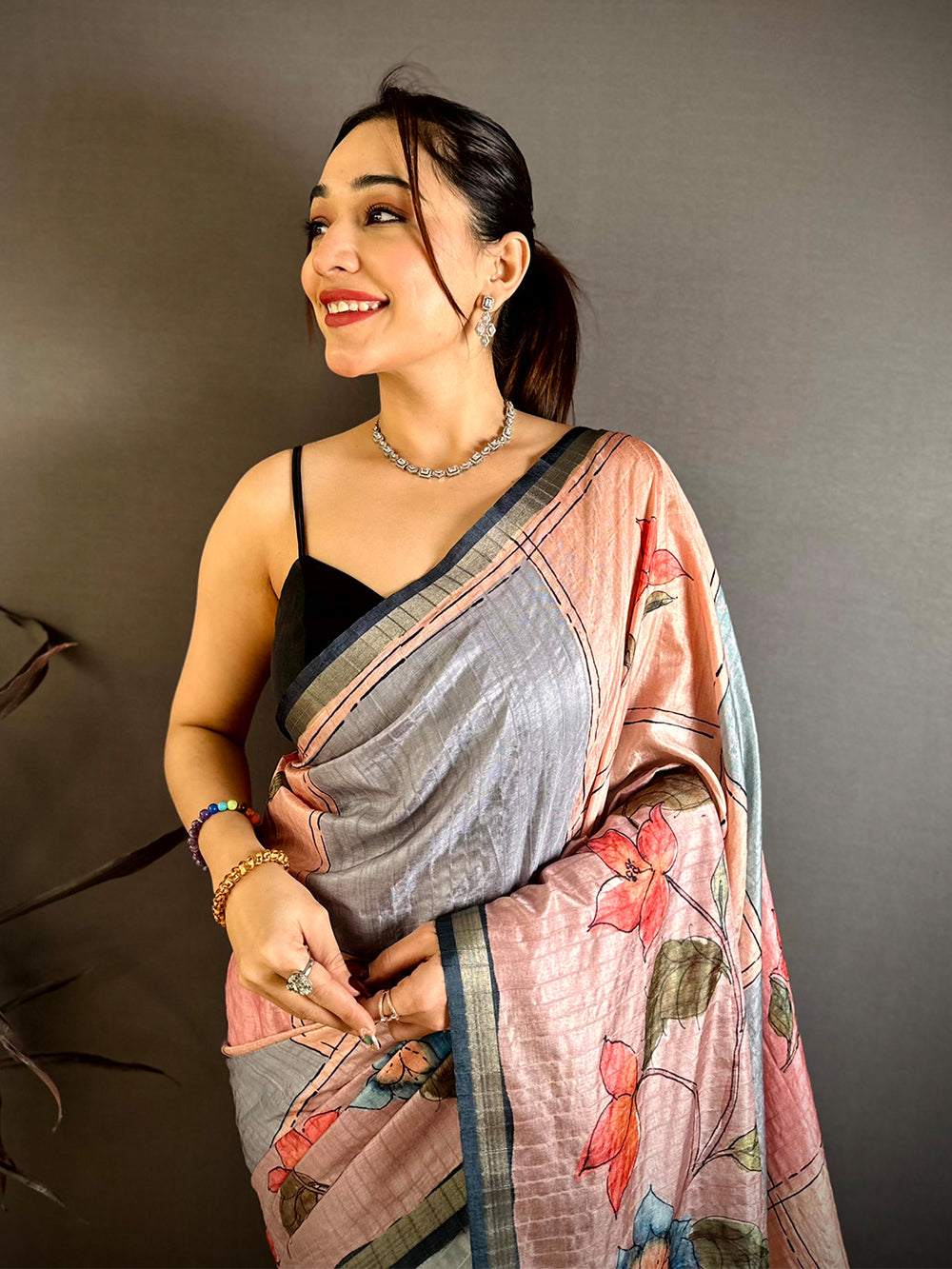 Radiant Digital Kalamkari Tussar Saree