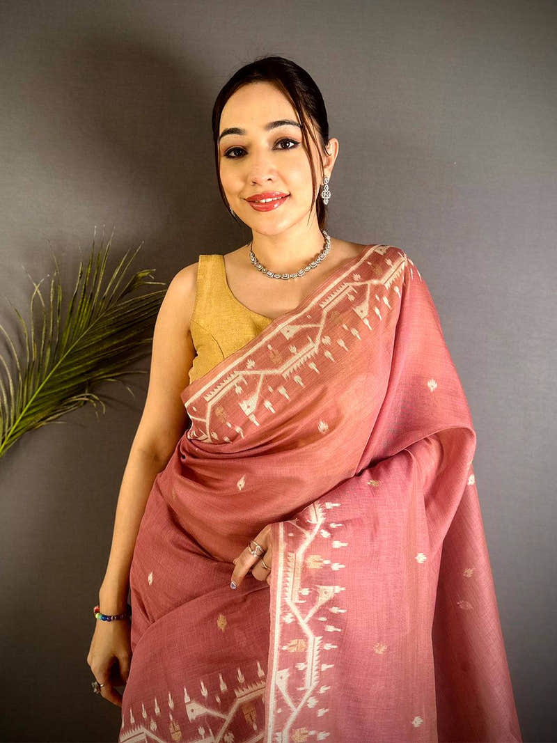 Royal Lakhani Geometric Linen Saree