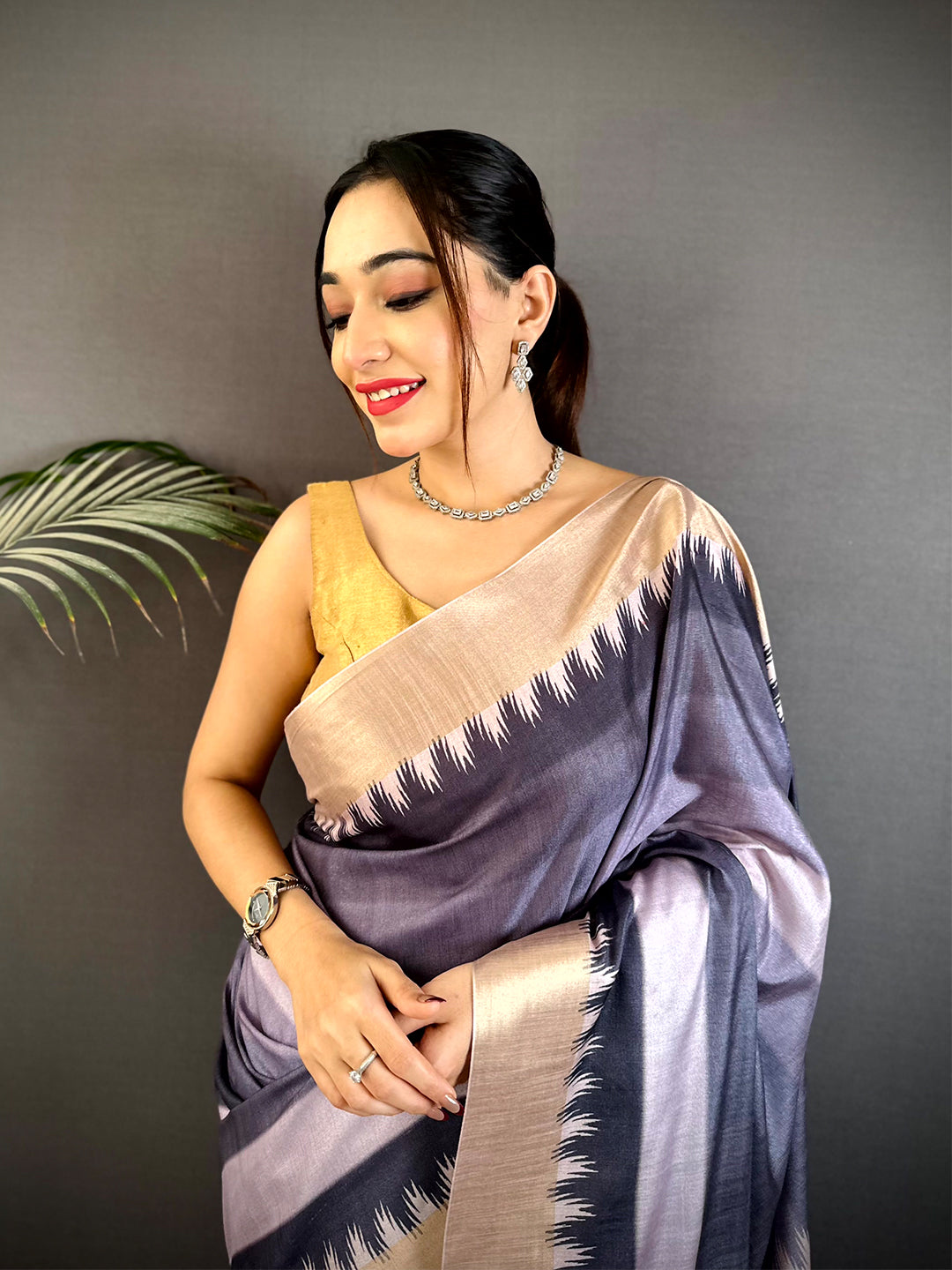 Radiance Tussar Kalamkari Pallu Saree