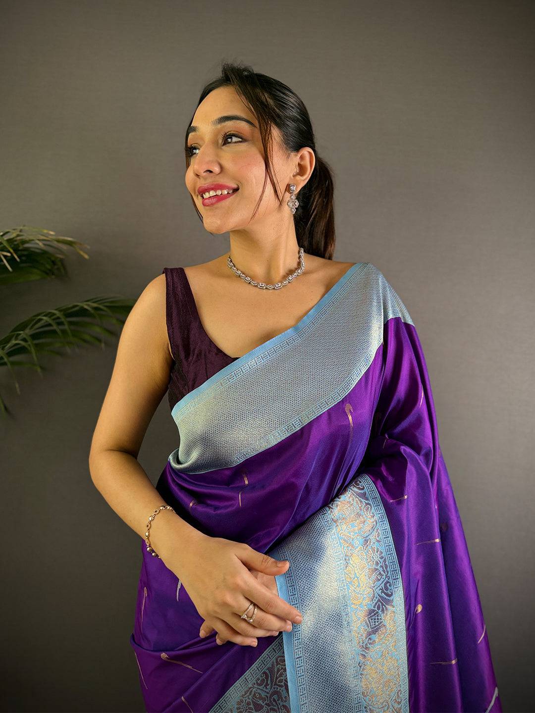 Purple Gold Zari Soft Silk Paithani Saree

