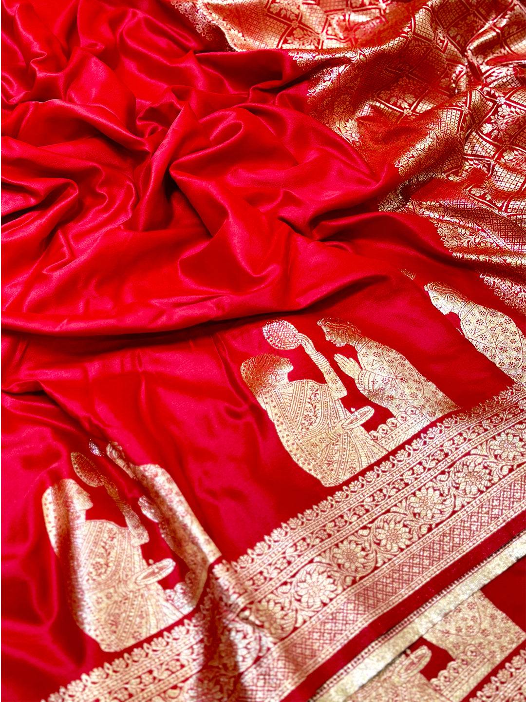Mashru Satin Zari Weaving Kanchi Border Saree