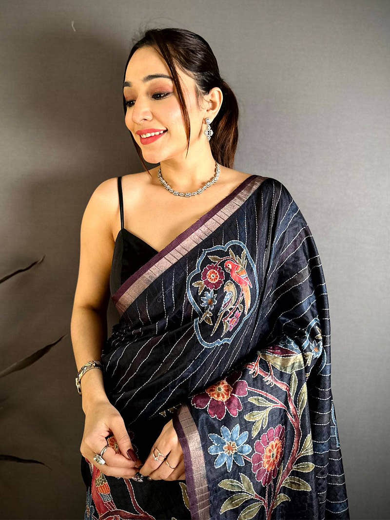 Radiance Tussar Digital Katha Saree