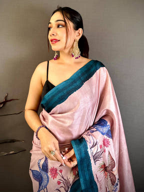 Majestic Kalamkari Print Tussar Saree