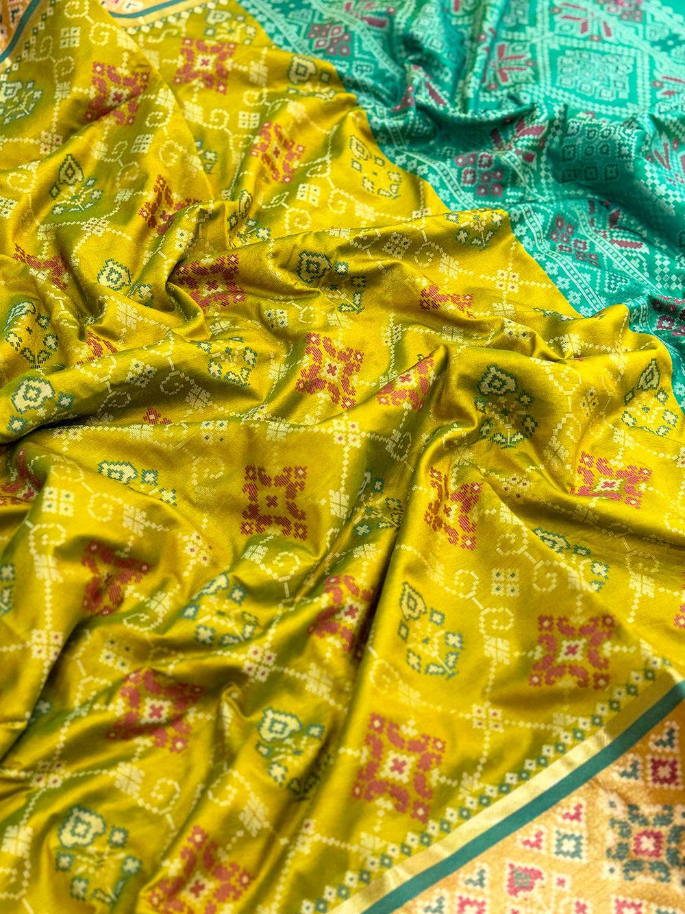 Green Pochampally Patola Soft Silk Saree