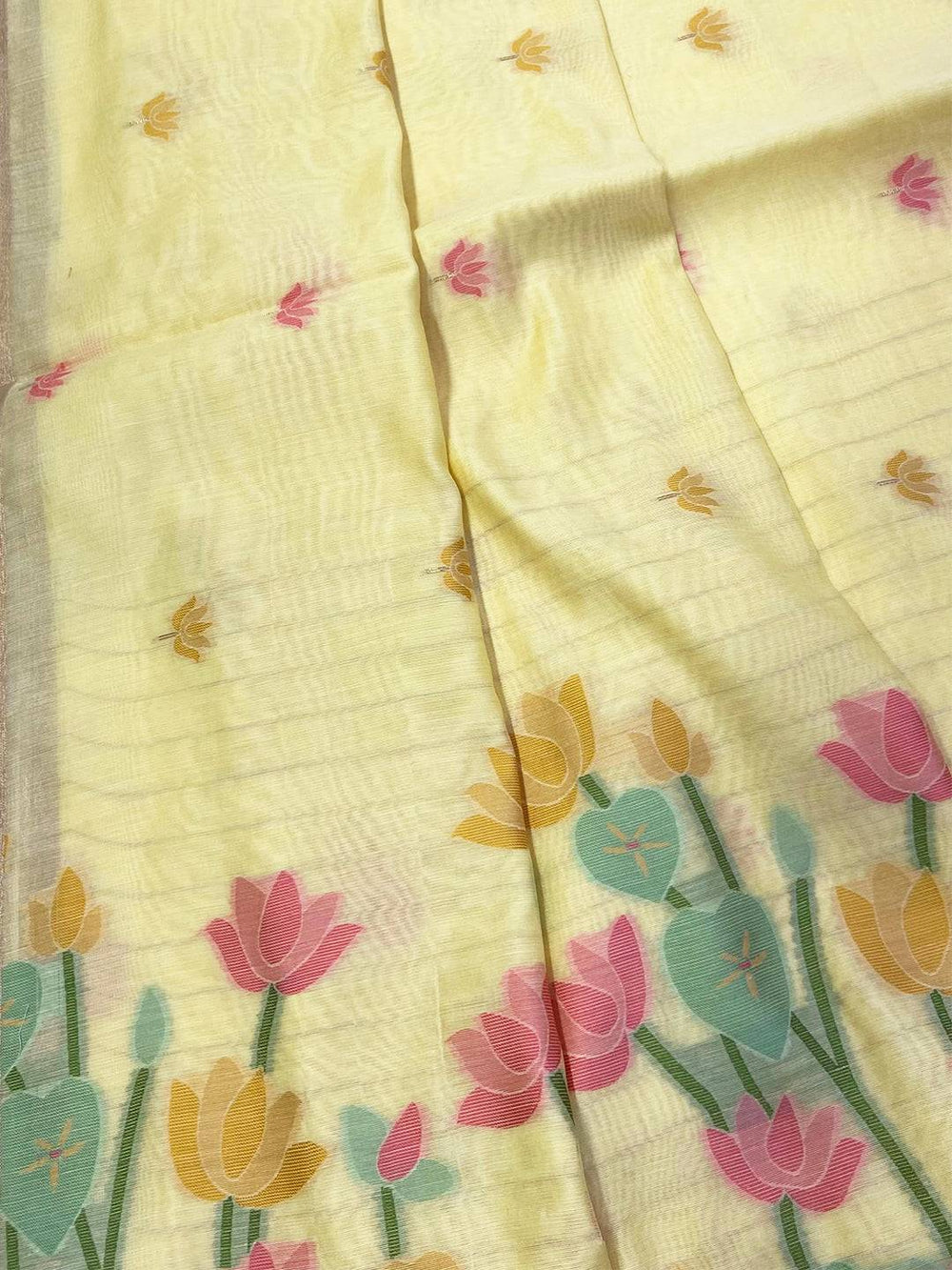 Elegant Cotton Feel Pastel Jamdani Saree